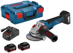 Bosch Blauw GWS 18-10 PC Accu Haakse Slijper 18V 5.0Ah Li-Ion 125 mm in L-Boxx 06019G3E0D