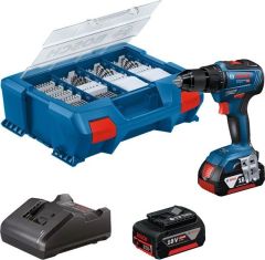 Bosch Blauw GSR 18V-55 Accuschroefboormachine 18V 4.0Ah Li-Ion + 82 accessoires in Pick&Click L-Case 06019H5209