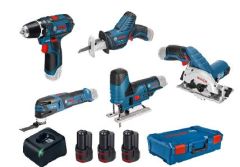 Bosch Blauw 5 Toolkit 12V - accuboor + cirkelzaag + decoupeerzaag + reciprozaag + multitool 12V 3 x 3.0Ah in XL-Boxx 0615A0017C