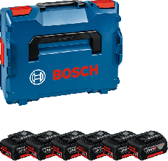 Bosch Accu Set in L-Boxx - 6 x GBA 18V 4.0 Ah Accu 18 Volt 4,0 AH Li-ion 1600A02A2S