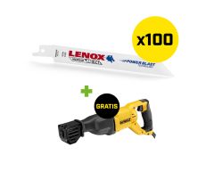 Lenox 20529B618RSET 100 x Reciprozaagblad Powerblast Bi-metaal B618R 152x19x0,9mm 18TPI + Dewalt DWE305PK-QS Reciprozaagmachine