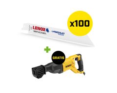 Lenox 20590B810RSET 100 x Reciprozaagblad Powerblast Bi-metaal B810R 203x19x1,3mm 10TPI + Dewalt DWE305PK-QS Reciprozaagmachine