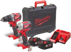 Milwaukee M18 CBLPP2A-402C Comboset - M18 CBLPD accuklopboor + M18 CBLID Slagschroevendraaier 18V 4,0Ah Li-Ion 4933464536