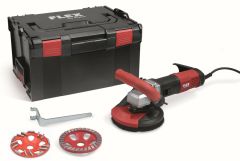 Flex-tools 513474 LDE 16-8 125 R, Kit Turbo-Jet II Betonschuurmachine voor stofvrij schuren 125mm + E-Jet en Turbo-Jet II diamantkomsteen