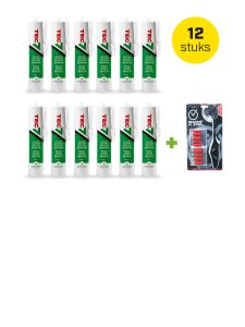 TEC7 535206-12 Montagekit koker 310 ml Wit 12 stuks + gratis Silicone Master kit afstrijkset