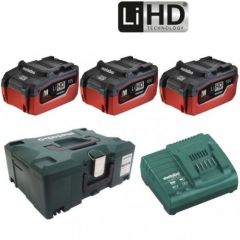 Metabo 685069000 Accu Pakket 3 x 18V LiHD 5,5Ah + Lader ASC30-36 in Metaloc