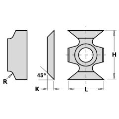 CMT 790.162.00 HW wisselmes Profiel 16 x 22 x 5 mm Radius 2 10 stuks