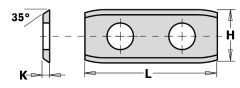 CMT 790.301.00 WPL wisselmes 2 zijdig (afgerond) 30 x 12 x 1,5 mm 10 stuks