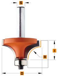 CMT 938.160.11 Holle Radiusfrees (zonder opstaande kant) R=1,6 met geleidelager 15,9 x 12,7 mm schacht 8 mm