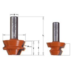 CMT 955.005.11 Verstekfrees Set 22,5° met rechte hoek schacht 8 mm