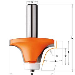 CMT 980.541.11 Corian Oprondfrees R12,7 + lager 18° schacht 12 mm