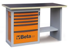 Beta 059000003 C59C-O Korte Werkbank met Ladenblok met 6 laden Oranje