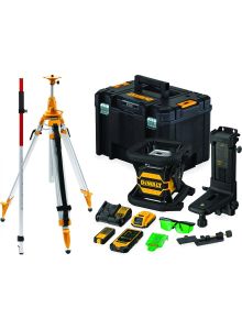 DeWalt DCE080D1GS-SET 18V 2.0Ah Li-Ion roterende groene laser + DE0737 Meetlat + DE0735 statief 5/8"