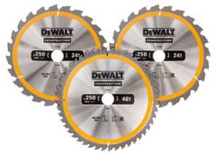 DeWalt DT1963-QZ Cirkelzaagblad 250 x 30 mm 3-Pack DT1956-QZ + DT1957-QZ