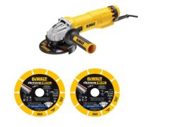 DeWalt DT40252SET - 2 X Extreme Metal Diamant doorslijpschijf + DWE4207 Haakse Slijper 125 mm 1010 Watt