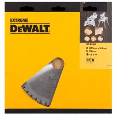 DeWalt DT4320-QZ DT4320 HM zaagblad 216 x 30 x 48T wisseltand, negatief 5°