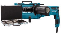 Makita HR2631FT12 Combihamer met wisselbare kop + 17-delige boor/beitelset