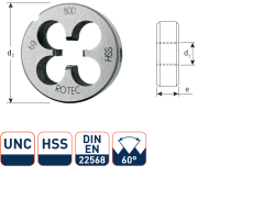 Rotec 363.0032 HSS Ronde Snijplaat DIN 223 UNC 1-8