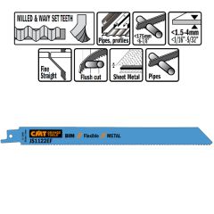 CMT JS1122EF-20 JS1122EF Reciprozaagbladen 20 stuks Bi-metaal 225mm x 0, 9 x 18TPI Toepassing: dunne metaal plaat (1.5-4mm), buizen en profielen.