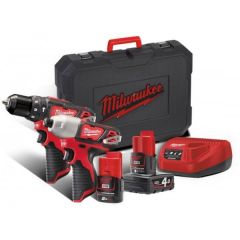 Milwaukee 4933443497 M12 BPP2B-421C Powerpack M12BPD Klopboormachine + M12BID Slagschroevendraaier 12V 4,0/2.0Ah