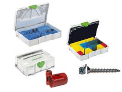 Festool TNMultipack T-Loc multipack gevulde systainers: 50-delige HM frezenset + 14-Delige gatzagenset + Spaanplaatsschroeven Assorti