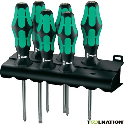 Wera 05105622001 335/350/355/6 Schroevendraaierset Kraftform Plus Lasertip + houder, 6-delig - 2