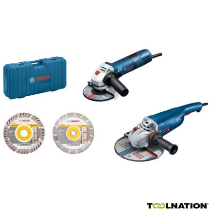 Bosch 06018C130A GWS 22-230 J + GWS 7-125 Haakse slijper set 230 mm en 125 + diamantschijven + 5 jaar dealer garantie! - 1