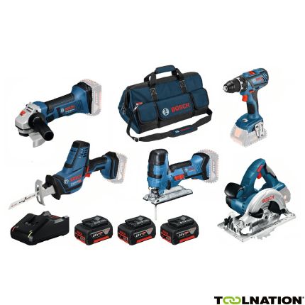 Bosch Blauw 5 Tool Kit 18V - 5 machines + 3 x accu 18V 4.0Ah Li-Ion Comboset 0615990L59 - 1