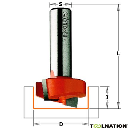 CMT 901.127.11 12,7 mm Sponning- en kantenfrees met schuine snijkop schacht 8 mm - 1