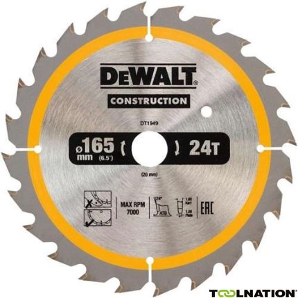 DeWalt DT1933-QZ Cirkelzaagblad 165 x 20 mm 18T ATB 20° - 2