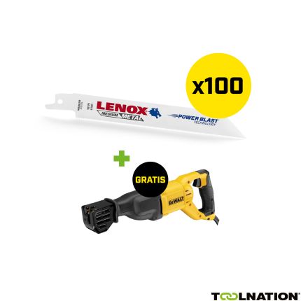 Lenox 20529B618RSET 100 x Reciprozaagblad Powerblast Bi-metaal B618R 152x19x0,9mm 18TPI + Dewalt DWE305PK-QS Reciprozaagmachine - 1