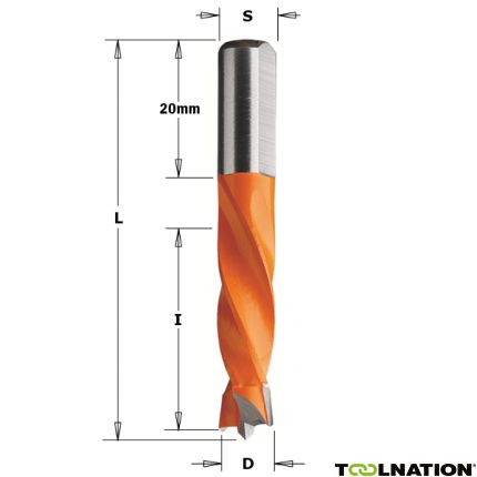 CMT 306.070.11 Drevelboor HM 7 x 8 x 55,5 mm Rechts - 2