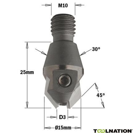 CMT 351.040.11 Verzinker met schroefdraad aanluisting 30° 4mm, schacht M10, rechts - 1