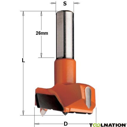 CMT 369.350.12C Cylinderkopboor met spaanbreker 35mm, schacht 10x26, links - 1