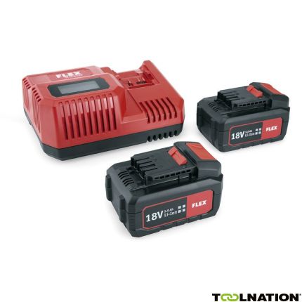 Flex-tools 491349 P-Set 55 R Accu Set 18V 5.0Ah - 2 x AP18.0/5.0 accu + CA10.8/18.0 Snellader - 1