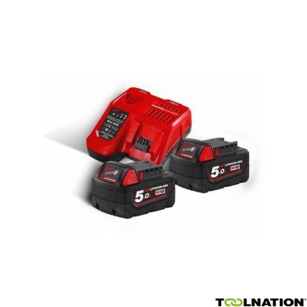 Milwaukee 4933459217 M18 NRG-502 - M18 B5 DUO Pack 18V 5.0Ah Redlithium-Ion + Lader M12-18FC - 1