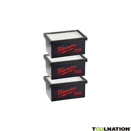 Milwaukee 49902306 Hepa Filter 3 stuks voor Boorhamerafzuigset M12DE-M18-M28CPDEX en M18CDEX - 1