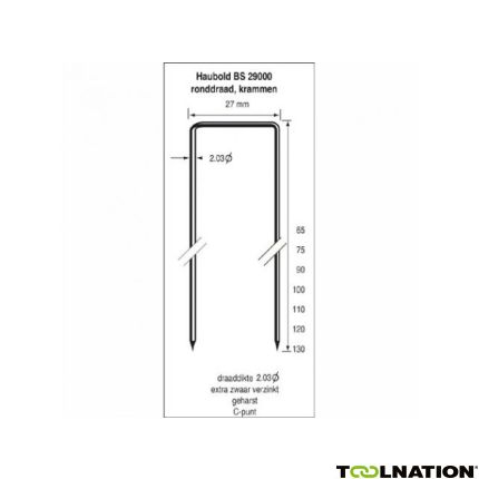 Haubold 503612 Niet BS29000-75 CNK Beitelpunt Verzinkt 12mµ 2.160 stuks - 1