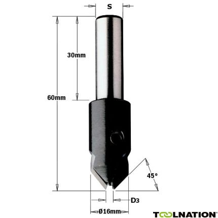 CMT 521.030.11 Verzinker rechts 16mm, schacht 10 x 30 - 1