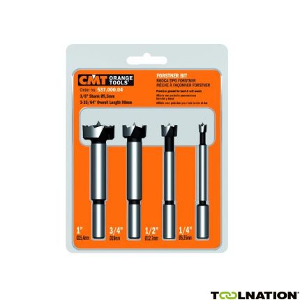 CMT 537.000.04 Set van 4 forstnerboren met cylindrische schacht 1/4" t/m 1" - 1