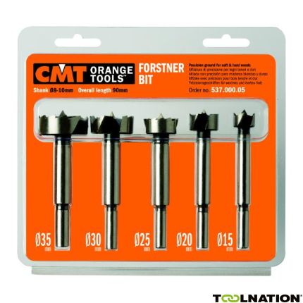 CMT 537.000.05 Set van 5 forstnerboren met cylindrische schacht 1/4" t/m 1" - 1