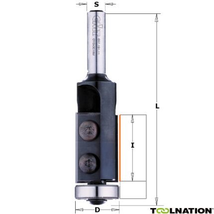 CMT 657.195.11 Rechte frees met wisselbare messen Z2 + kops lager 19 x 74 mm schacht 6 mm - 2