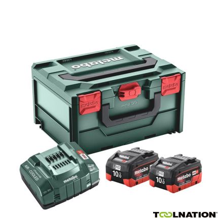 Metabo Accu Pakket 2 x 18V LiHD 10.0Ah + 1 x Lader ASC 145 in MetaBox 685142000 - 1