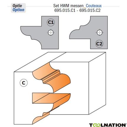 CMT 695.015.C1 Profielmes 25x29,8x2 type C1 voor 694.015 frees type 1 - 1