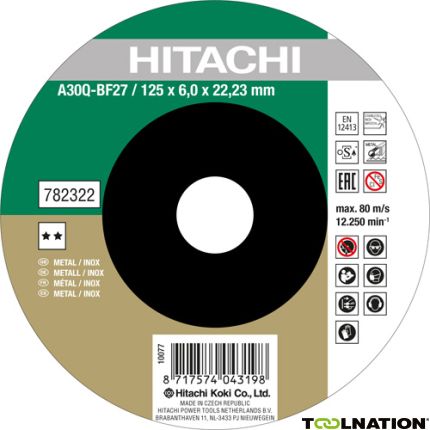 Hitachi 782321 A30Q - BF24 Afbraamschijf voor RVS/metaal 115 x 6 x 22,23 mm per 10 stuks - 1