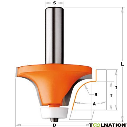 CMT 966.601.11 Corian Oprondfrees R12,7 + lager 15° schacht 12 mm - 2