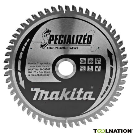 Makita B-09307 HM-zaagblad Specialized Aluminium, Non-ferro en Trespa 165 x 20 x 56T - 2