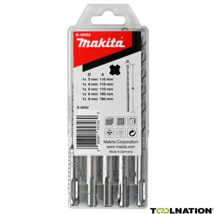 Makita B-49052 P2S SDS-PLUS 5/6/8x110 6/8x160 5-delige borenset - 1