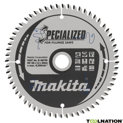 Makita B-56720 Specialized HM-zaagblad 165 x 20 x 60T dikte 1.40mm - 1