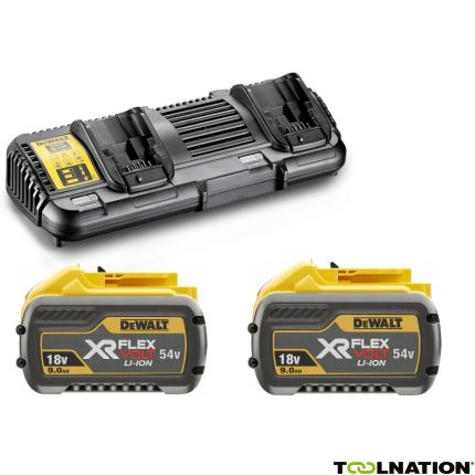 DeWalt DCB132X2-QW FlexVolt Starter Kit - 2 x FlexVolt accu 54V 9,0Ah Li-Ion + DCB132 Dubbellader - 1